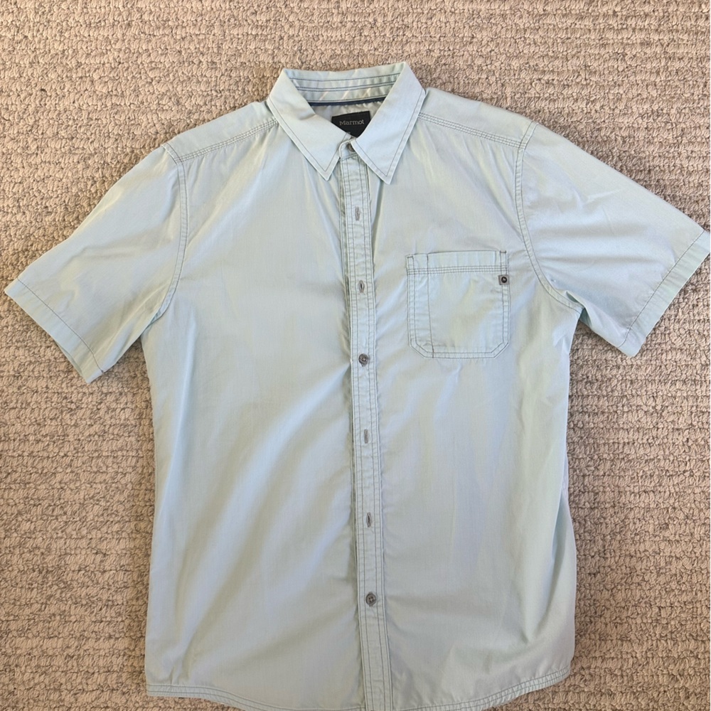 Marmot Light Blue Short Sleeve Button-Up Shirt